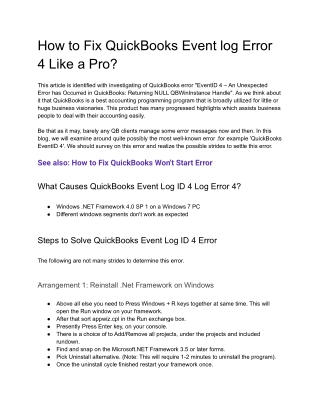How to Fix QuickBooks Event log Error 4 Like a Pro
