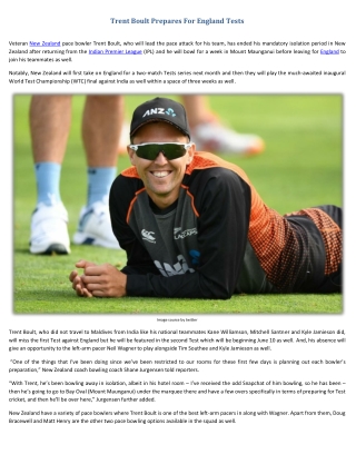 Cricket News - Trent Boult Prepares For England Tests