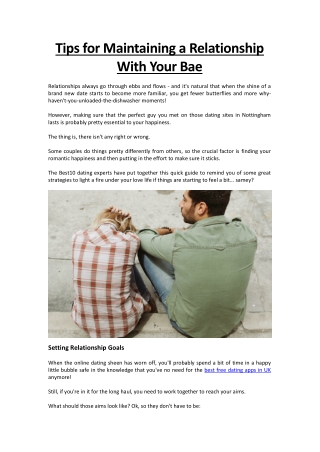 Tips for maintaining a relationship with your Bae.