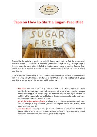 Tips on How to Start a Sugar-Free Diet