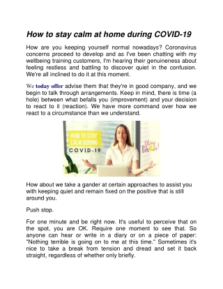 How to stay calm at home during COVID blog