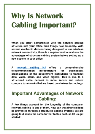 Why Is Network Cabling Important