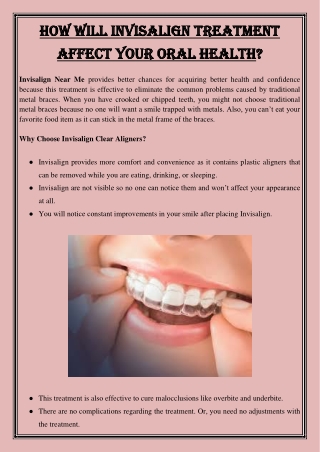 How will Invisalign Treatment Affect your Oral Health