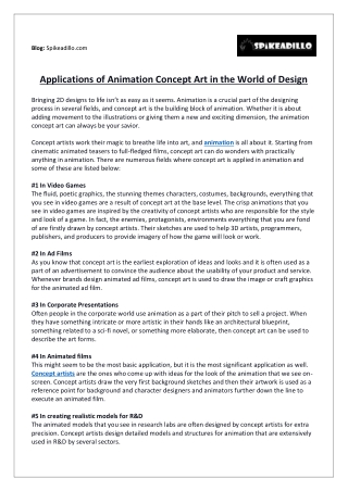 Applications of Animation Concept Art in the World of Design
