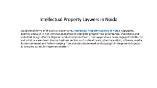 Intellectual Property Laywers in Noida