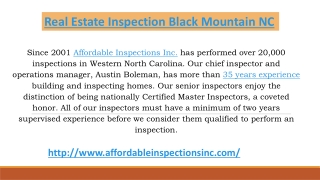 Real Estate Inspection Black Mountain NC