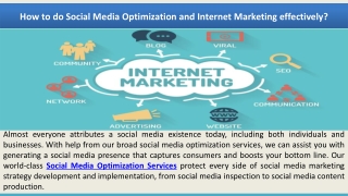 How to do Social Media Optimization and Internet Marketing effectively