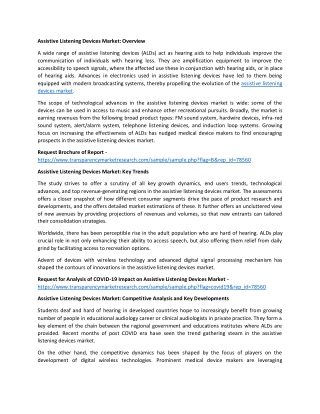 Assistive Listening Devices Market Described in a New Market Report