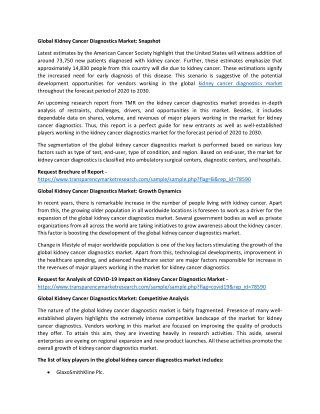 Kidney Cancer Diagnostics Market Research Available in the Latest Report