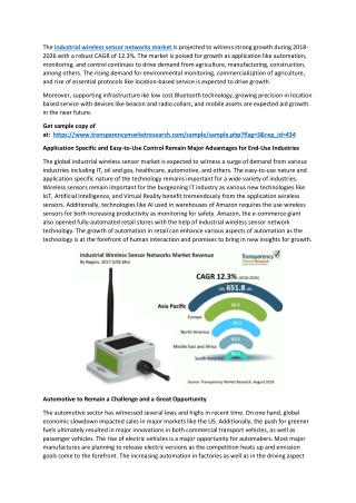 Industrial Wireless Sensor Networks Market