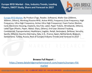 Europe RFID Market - Size, Industry Trends, Leading Players, SWOT Study, Share and Forecast to 2027