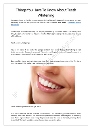 Things You Have To Know About Teeth Whitening