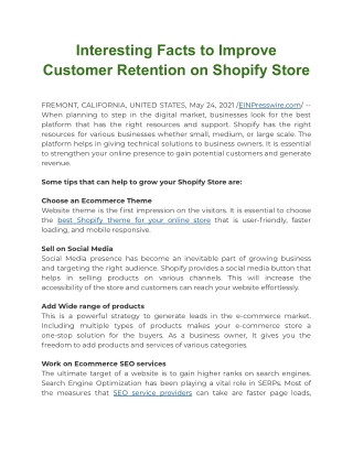 Interesting Facts to Improve Customer Retention on Shopify Store
