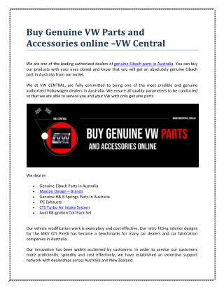 Buy genuine vw parts and accessories online- VW Central