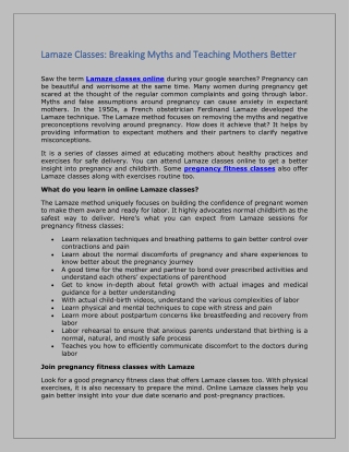 Lamaze Classes: Breaking Myths and Teaching Mothers Better
