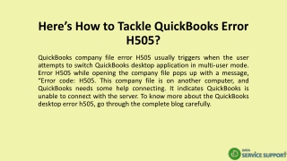 Here’s How to Tackle QuickBooks Error H505
