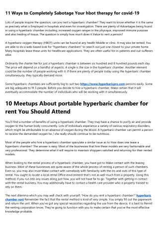 The Most Innovative Things Happening With hyperbaric oxygen chamber benefits