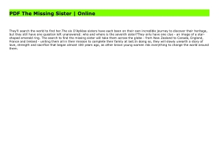 PDF The Missing Sister | Online