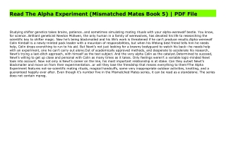 Read The Alpha Experiment (Mismatched Mates Book 5) | PDF File
