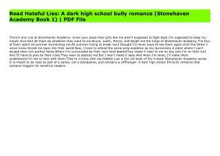 Read Hateful Lies: A dark high school bully romance (Stonehaven Academy Book 1) | PDF File