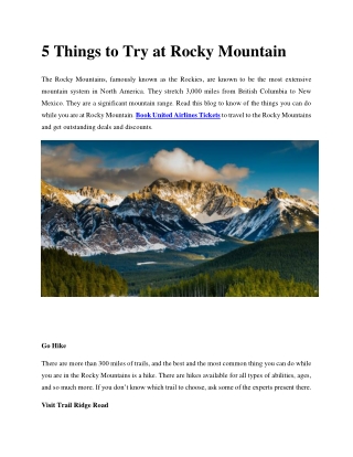 5 Things to Try at Rocky Mountain