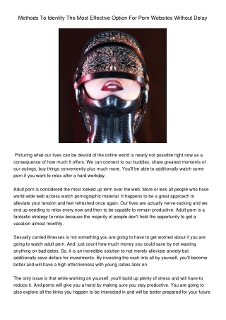 MethodsToIdentifyTheMostEffectiveOptionForPornWebsitesWithoutDelay