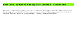 Read Don't Toy With Me Miss Nagatoro, Volume 7 | Download file