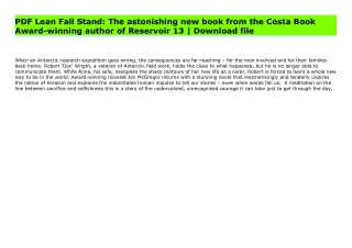 PDF Lean Fall Stand: The astonishing new book from the Costa Book Award-winning author of Reservoir 13 | Download file