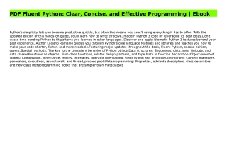 PDF Fluent Python: Clear, Concise, and Effective Programming | Ebook