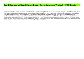 Read Danger at Dead Man's Pass (Adventures on Trains) | PDF books