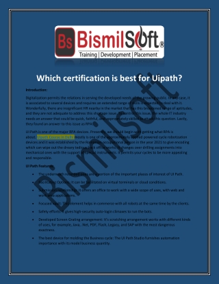 Which certification is best for Uipath PDF SUB -2