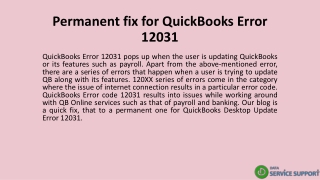 Permanent fix for QuickBooks Error 12031