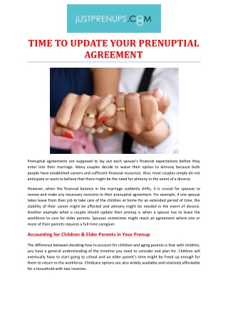 TIME TO UPDATE YOUR PRENUPTIAL AGREEMENT