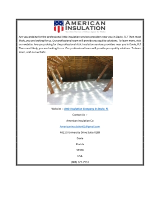 Attic Insulation Company in Davie, FL  Americaninsulationco.com