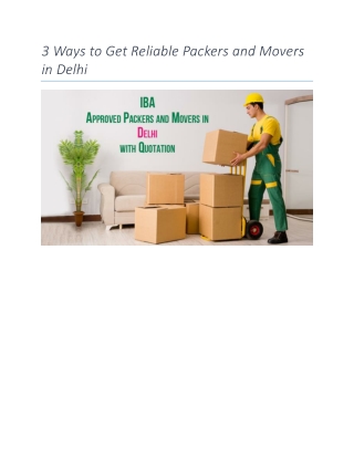 3 Ways to Get Reliable Packers and Movers in Delhi