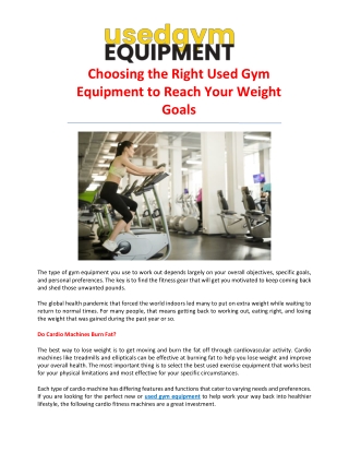 Choosing the Right Used Gym Equipment to Reach Your Weight Goals