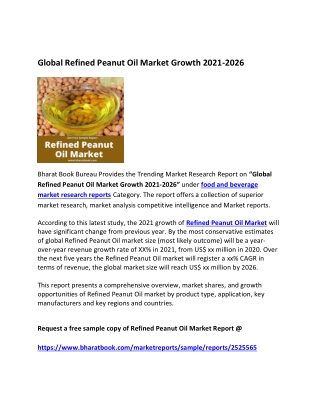 Global Refined Peanut Oil Market Research Report 2021-2026