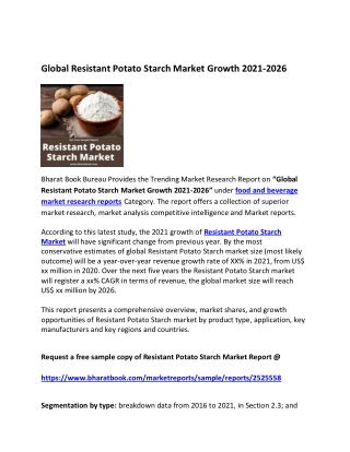 Global Resistant Potato Starch Market Research Report 2021-2026