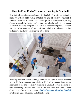 How to find end of tenancy cleaning in Southall