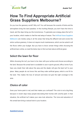How To Find Appropriate Artificial Grass Suppliers Melbourne_