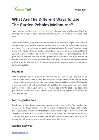 What Are The Different Ways To Use The Garden Pebbles Melbourne_