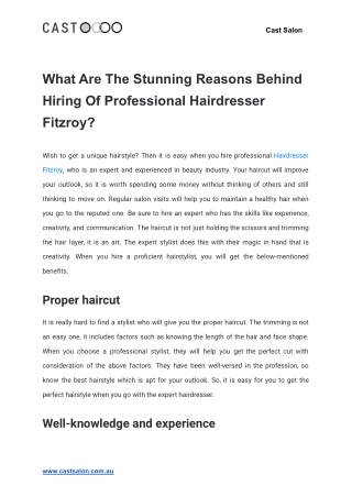 What Are The Stunning Reasons Behind Hiring Of Professional Hairdresser Fitzroy_