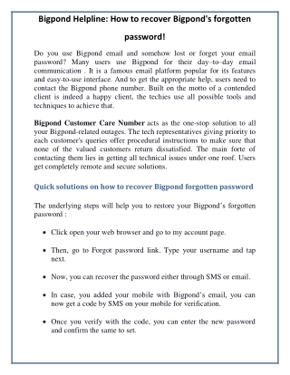 Bigpond Helpline: How to recover Bigpond's forgotten password!