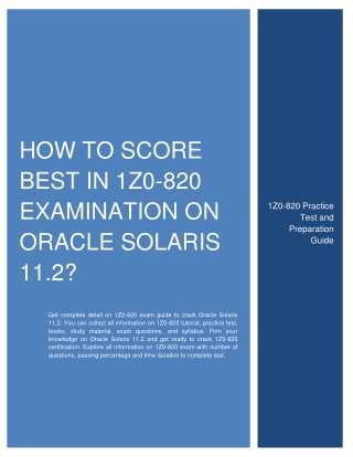 [2021] How to Score Best in 1Z0-820 Examination on Oracle Solaris 11.2?