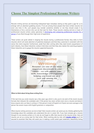 Choose The Simplest Professional Resume