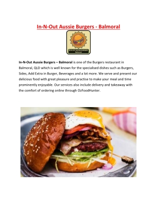 5% Off - In-N-Out Aussie Burgers Balmoral Menu, QLD