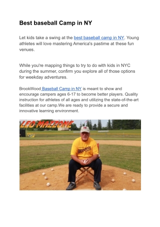 Best baseball Camp in NY