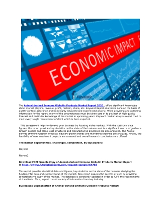 LockDown Affect on Animal-derived Immune Globulin Products Market Report 2020