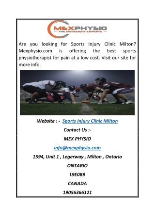 Sports Injury Clinic Milton | MEXPHYSIO.COM