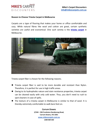 Reason to Choose Triexta Carpet in Melbourne